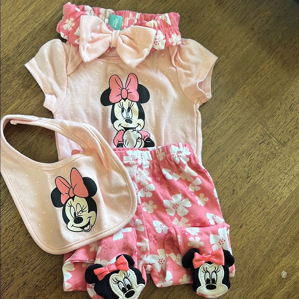 Disney Minnie Mouse Pink Baby Outfit Set
